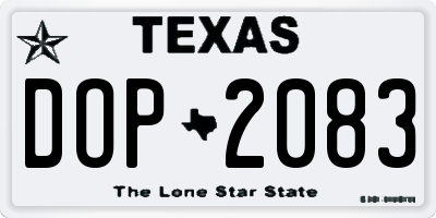 TX license plate DOP2083