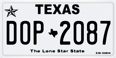TX license plate DOP2087
