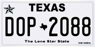 TX license plate DOP2088