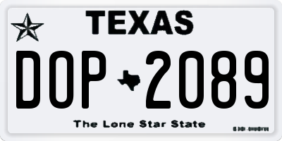 TX license plate DOP2089