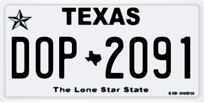 TX license plate DOP2091
