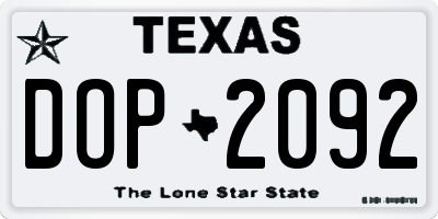 TX license plate DOP2092