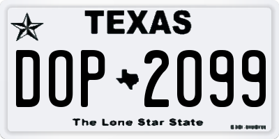 TX license plate DOP2099