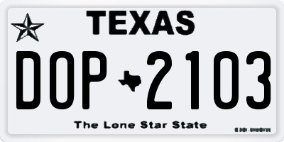 TX license plate DOP2103