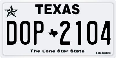 TX license plate DOP2104