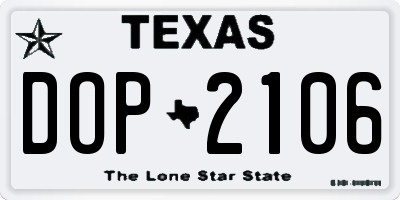 TX license plate DOP2106