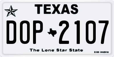 TX license plate DOP2107