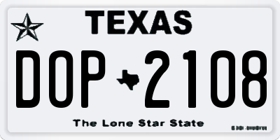 TX license plate DOP2108