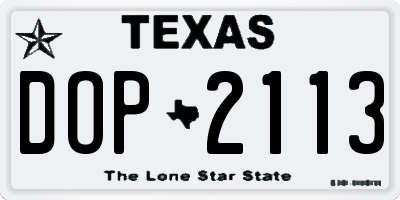 TX license plate DOP2113