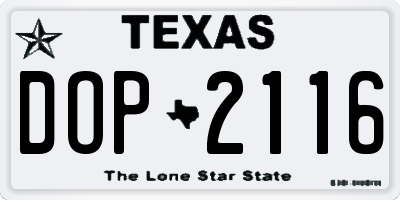 TX license plate DOP2116