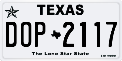 TX license plate DOP2117
