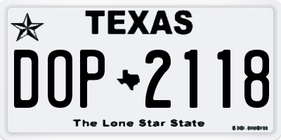 TX license plate DOP2118