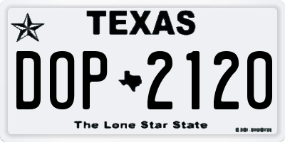 TX license plate DOP2120