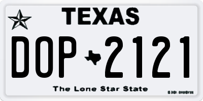 TX license plate DOP2121
