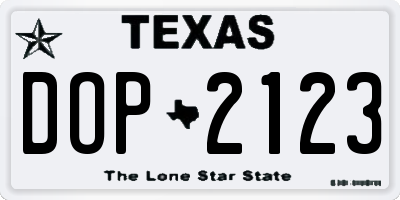 TX license plate DOP2123