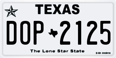TX license plate DOP2125