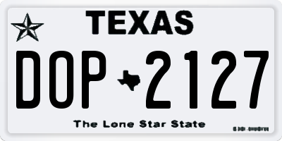 TX license plate DOP2127