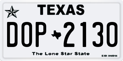 TX license plate DOP2130