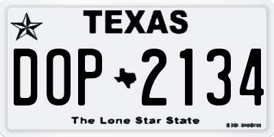 TX license plate DOP2134