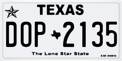 TX license plate DOP2135