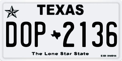 TX license plate DOP2136