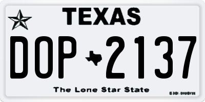 TX license plate DOP2137