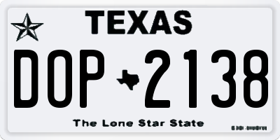 TX license plate DOP2138