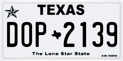 TX license plate DOP2139
