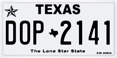 TX license plate DOP2141
