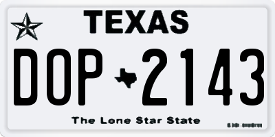 TX license plate DOP2143