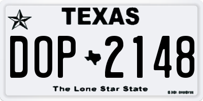 TX license plate DOP2148