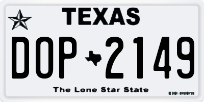 TX license plate DOP2149