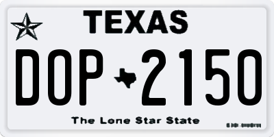 TX license plate DOP2150