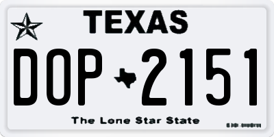 TX license plate DOP2151