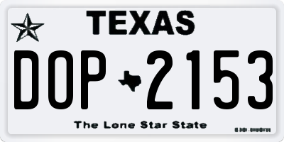 TX license plate DOP2153