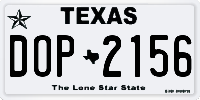 TX license plate DOP2156