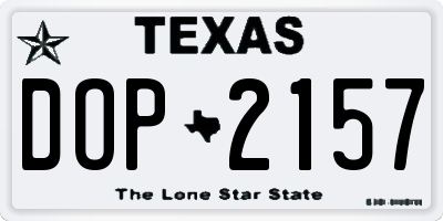 TX license plate DOP2157