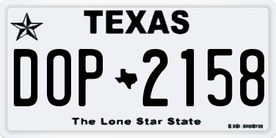 TX license plate DOP2158