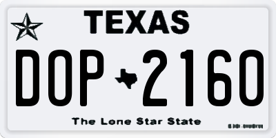 TX license plate DOP2160