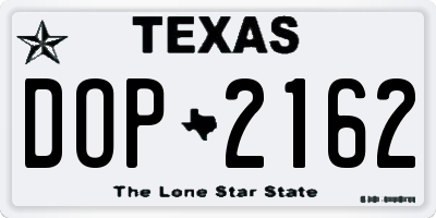 TX license plate DOP2162