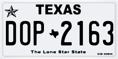 TX license plate DOP2163