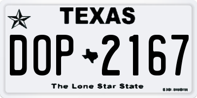 TX license plate DOP2167