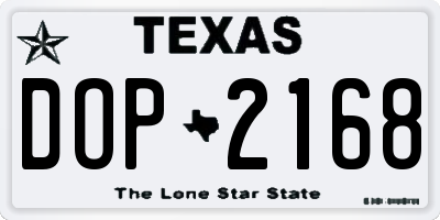 TX license plate DOP2168
