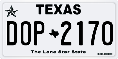 TX license plate DOP2170