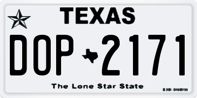 TX license plate DOP2171