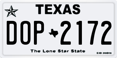 TX license plate DOP2172