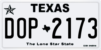 TX license plate DOP2173