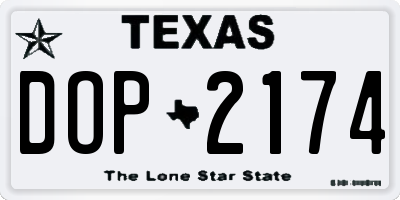 TX license plate DOP2174