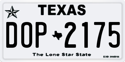 TX license plate DOP2175