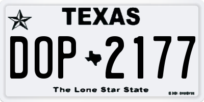 TX license plate DOP2177